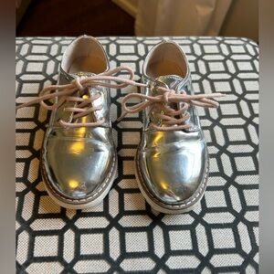 Zara Shiny Silver Oxford shoes size EU26